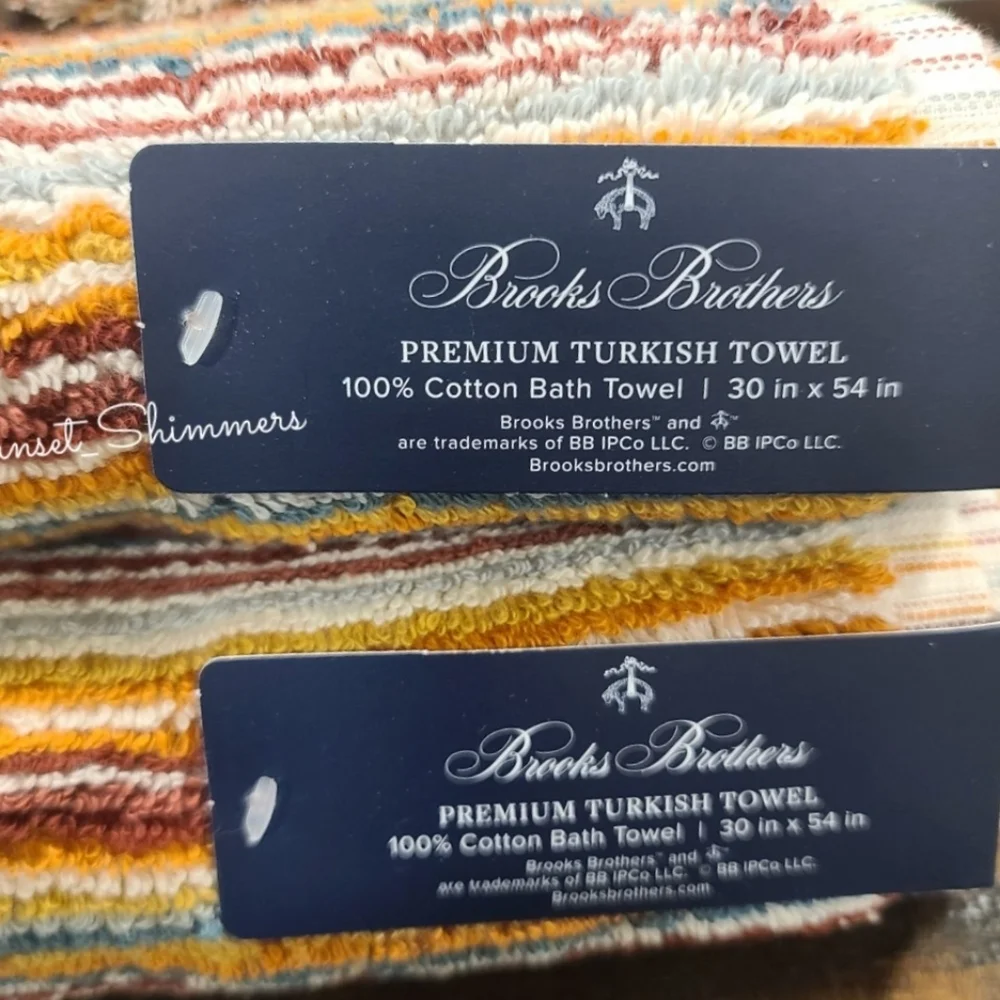 6pc BROOKS BROTHERS Fall Rainbow STRIPED THICK PLUSH TURKISH Towel Set New